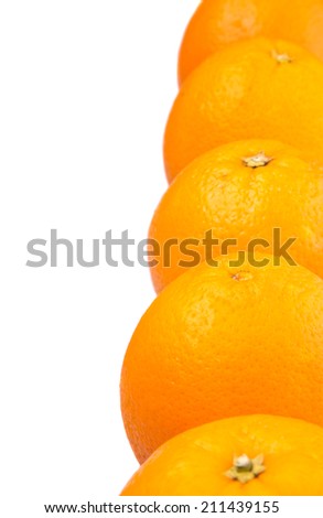 Orange fruits over white background