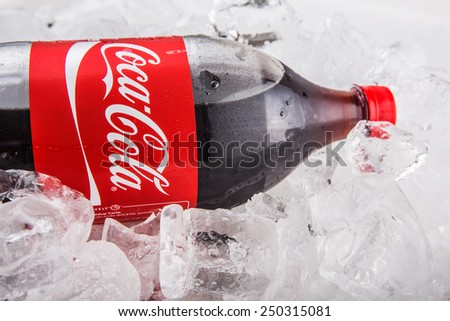 KUALA LUMPUR, MALAYSIA - FEBRUARY 5TH, 2015. A bottle of Coca Cola soft drinks. Coca Cola drinks are produced and manufactured by The Coca-Cola Company, an American multinational beverage corporation