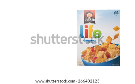 PUTRAJAYA, MALAYSIA - APRIL 4TH, 2015. Quaker Life Cereal. Founded in 1901,The Quaker Oats Company is an American food conglomerate based in Chicago and has been owned by PepsiCo since 2001.
