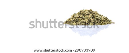 Dried parsley herbs over white background
