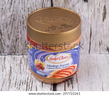 PUTRAJAYA, MALAYSIA - JULY 18TH, 2015. Lady\'s Choice peanut butter. Lady\'s Choice is a product by Unilever, a British-Dutch company and the world\'s largest producer of food spread.