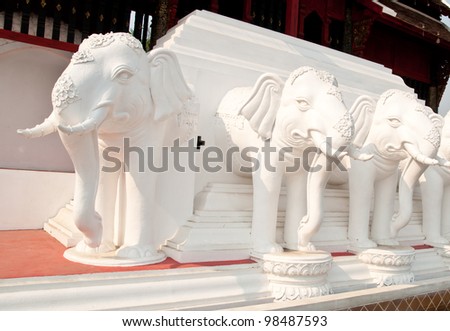white elephant statue in front of i temple