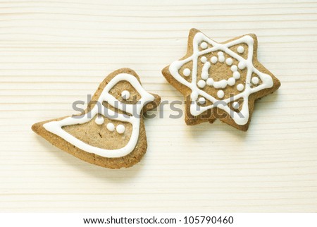 homemade gingerbread cookies on wooden