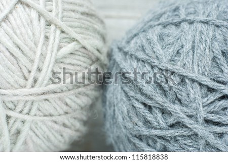 wool balls of threads, closeup