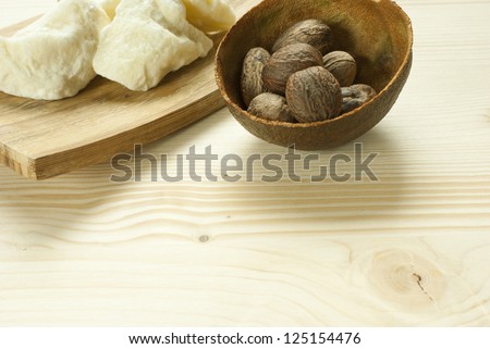 spa setting with shea butter nuts and shea butter