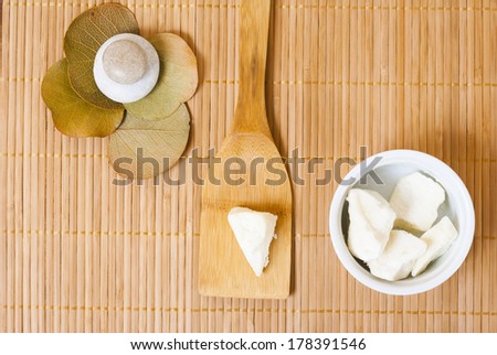 shea butter organic moisturizer on bamboo