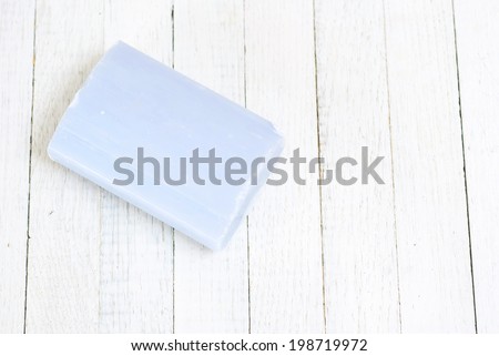 soap block on white wood table