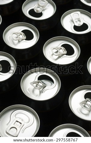 opened canned drinks in black