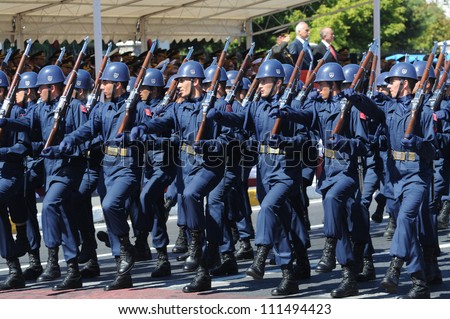 ISTANBUL, TURKEY - AUGUST 30: August 30th Victory Day was celebrated with an official ceremony and military parades at Vatan Street, Istanbul on August 30, 2012 in Istanbul, Turkey.