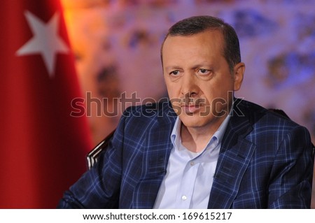 Istanbul, Turkey - August 05: The Portrait Of Turkey\'S Prime Minister Recep Tayyip Erdogan On August 05, 2012 In Istanbul, Turkey.