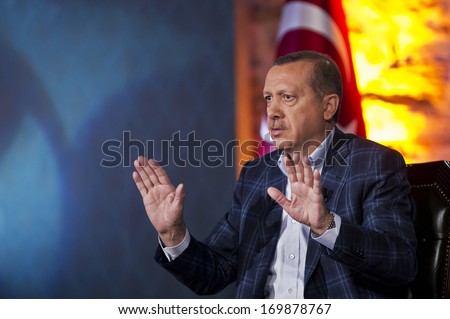 Istanbul, Turkey - August 05: The Portrait Of Turkey'S Prime Minister Recep Tayyip Erdogan On August 05, 2012 In Istanbul, Turkey.