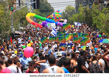 TEL AVIV - JUNE 11: Annual Gay Pride Parade and Week of Proud celebrations on the streets June 11, 2010 in Tel Aviv, Israel.