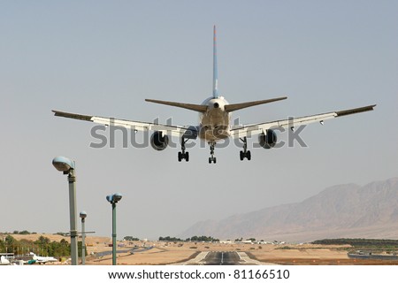 Passenger airplane few moments before landing.