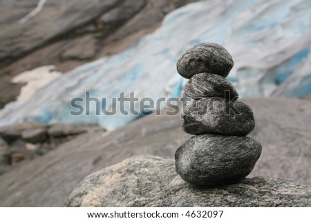 zen rocks on glacier