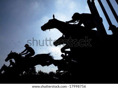 horses jumping over fences. race horses jumping over a