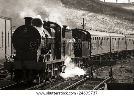 stock photo vintage steam train photographed in black and white with 