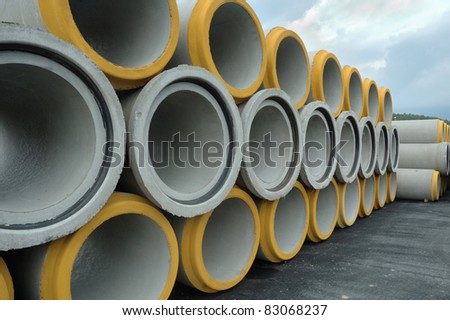 Concrete sewer pipe warehouse
