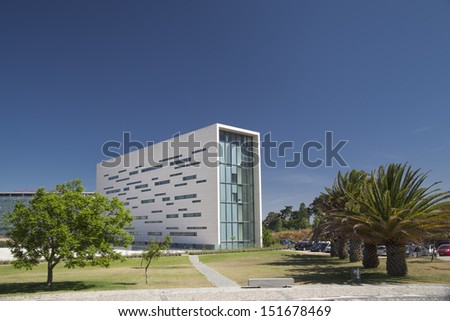 LISBON, PORTUGAL - AUGUST 23: view on auditorium  of modern Campus de Campolide of NOVA University in Lisbon, Portugal on August 23, 2013. Building was designed by Aires Mateus architects.