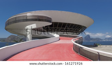 Niteroi, Brazil - October 19: Niteroi Contemporary Art Museum (Mac) Designed By Oscar Niemeyer In The City Of Niteroi, Rio De Janeiro, Brazil, On October 19, 2013.