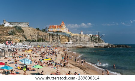 ESTORIL, LISBON, PORTUGAL - JUNE 21: first day of the official summer on Poca (Praia da Poca) beach in Sao Joao do Estoril, Lisbon area, Portugal on June 21, 2015.