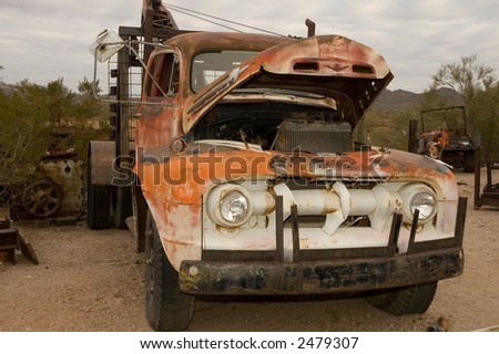 stock photo Junkyard Tow Truck