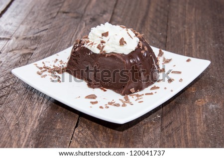 Fresh made Chocolate Pudding on a small plate