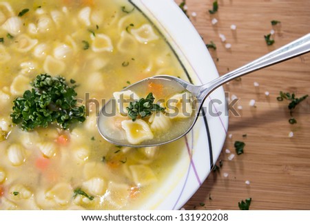 Homemade Soup on a Spoon
