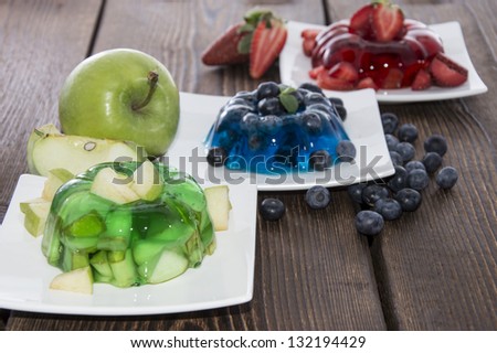 Mixed sorts of Jello (Apple, Strawberry and Blueberry)