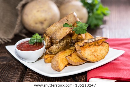 Portion of fresh made Potato Wedges