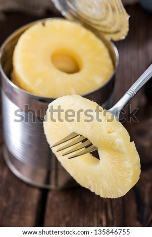 Portion of canned sliced Pineapple