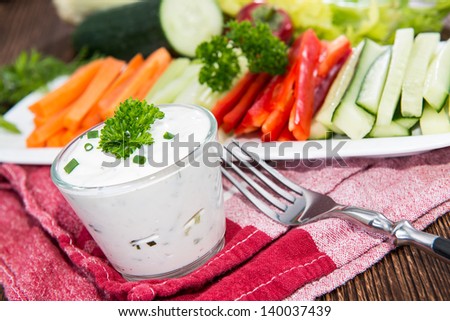 Mixed Crudites (Celery, Cucumber, Carrot and Red Pepper) with Dip