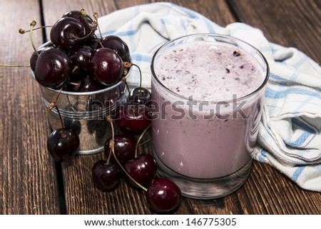 Homemade Cherry Shake with fresh fruits