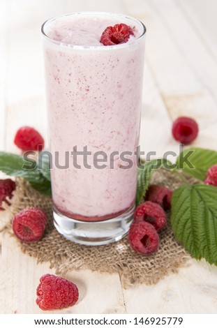 Homemade Raspberry Shake with fresh fruits