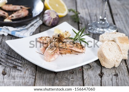 Portion of Shrimps on a small plate