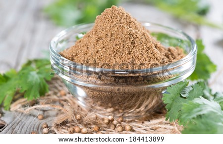 Portion of Coriander Powder in a small bowl