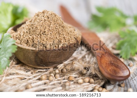 Portion of Coriander Powder in a small bowl