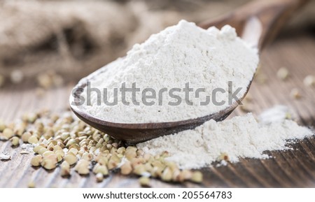 Wooden Spoon with a portion of Buckwheat Flour