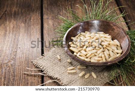 Small portion of Pine Nuts as detailed close-up shot
