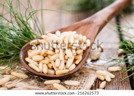 Small portion of Pine Nuts as detailed close-up shot