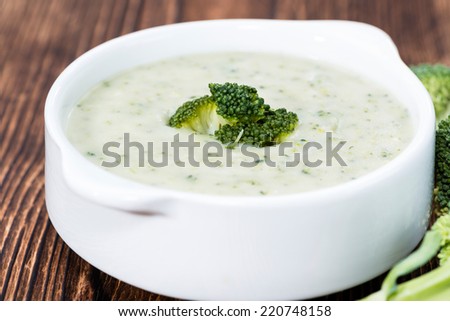 Small bowl with homemade Broccoli Soup (detailed close-up shot)