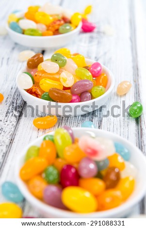 Portion of colorfull Jelly Beans (close-up shot)