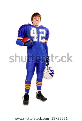 Football Player Standing In His Jersey. Stock Photo 13723351 ...