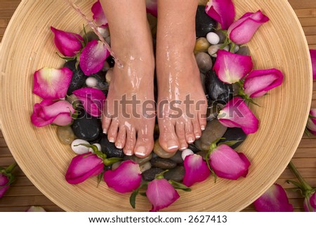 Being pampered by beautiful aromatic pink roses and therapeutic mineral water bath