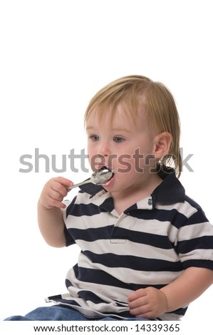 Baby Birthday Cake on Very Cute Baby Boy Eating His Birthday Cake Stock Photo 14339365