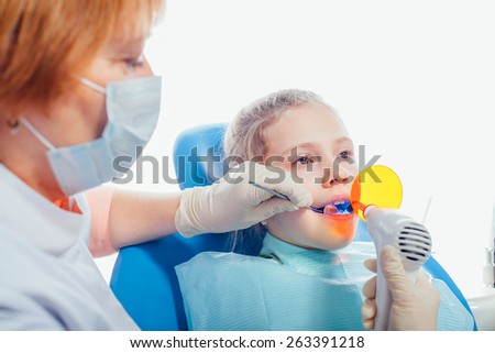 Dentist ultraviolet light equipment. Child.