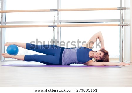 pilates woman stability ball gym fitness yoga exercises girl