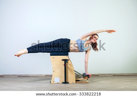 combo wunda pilates chair woman fitness yoga gym exercise.