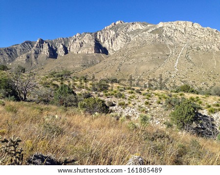Hunter Peak from along El Capitan Trail in Guadalupe Mountains National Park, Texas