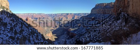 Winter on the Bright Angel Trail in Grand Canyon National Park in Arizona