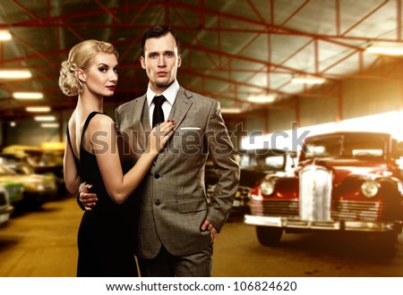 Couple in retro garage